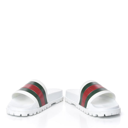 Gucci Rubber Web Mens Lug Sole Slide Sandals 6 Great White Green Red 5 of 17