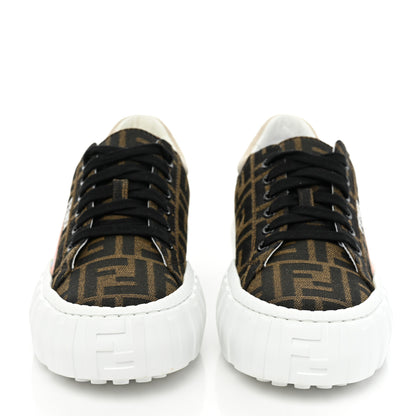 Fendi Fabric Jacquard FF Rainbow Womens Fendi Force Low-Top Sneakers 37.5 Tobacco Black White Multicolor 2 of 9