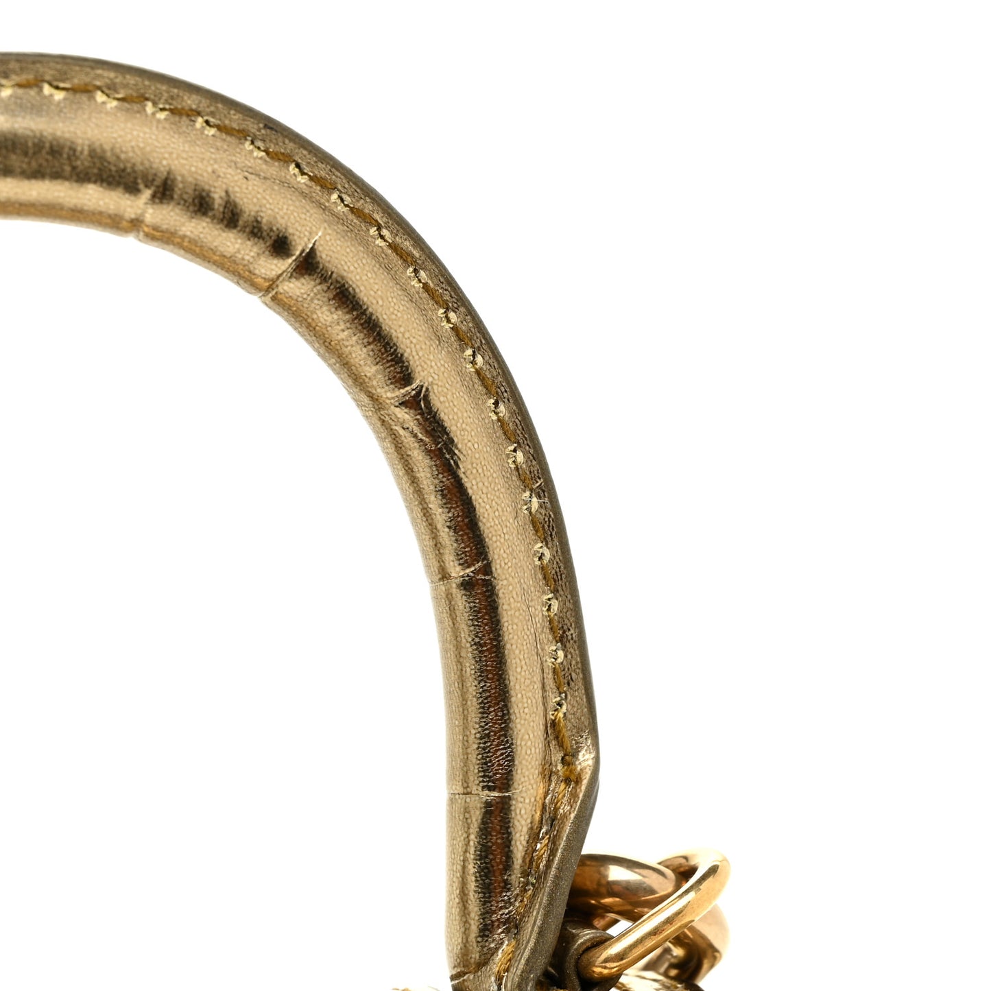 Metallic Calfskin Crocodile Embossed Hourglass Top Handle Bag Mini with Chain Gold