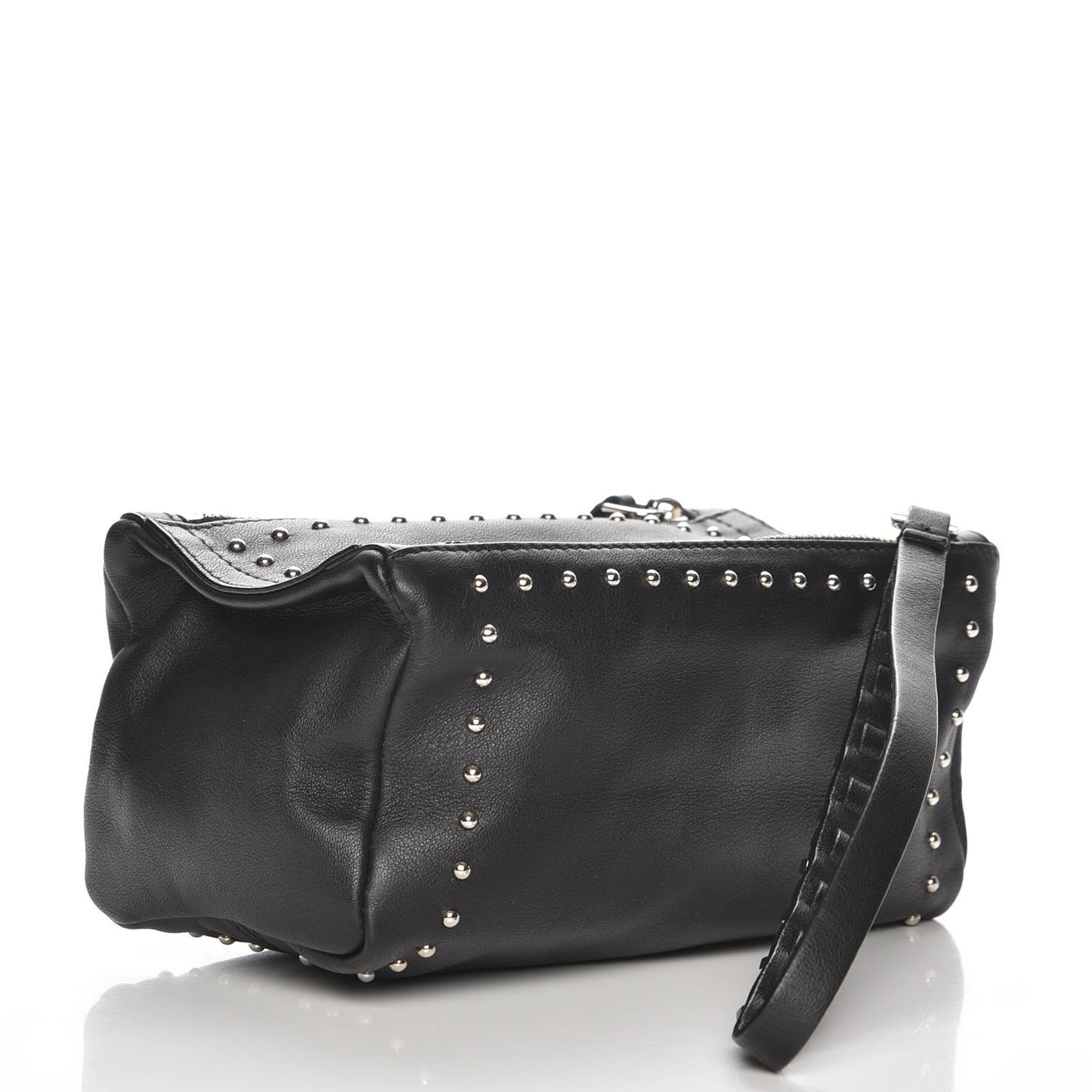Calfskin Studded Pandora Wristlet Black