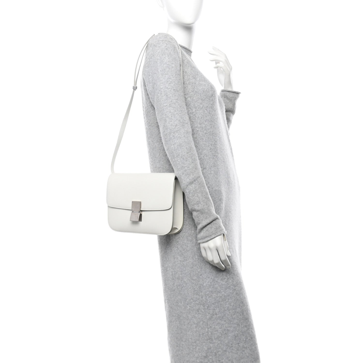 Celine Liege Calfskin Medium Classic Box Flap Bag White 2 of 11