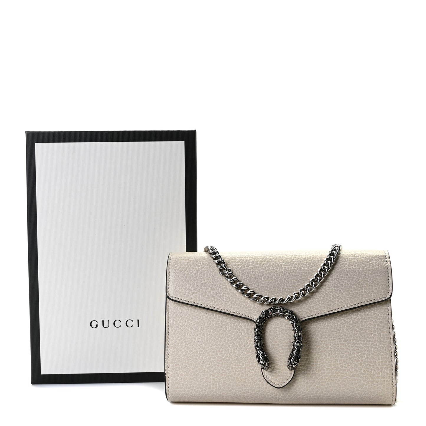 Dollar Calfskin Mini Dionysus Chain Wallet Mystic White