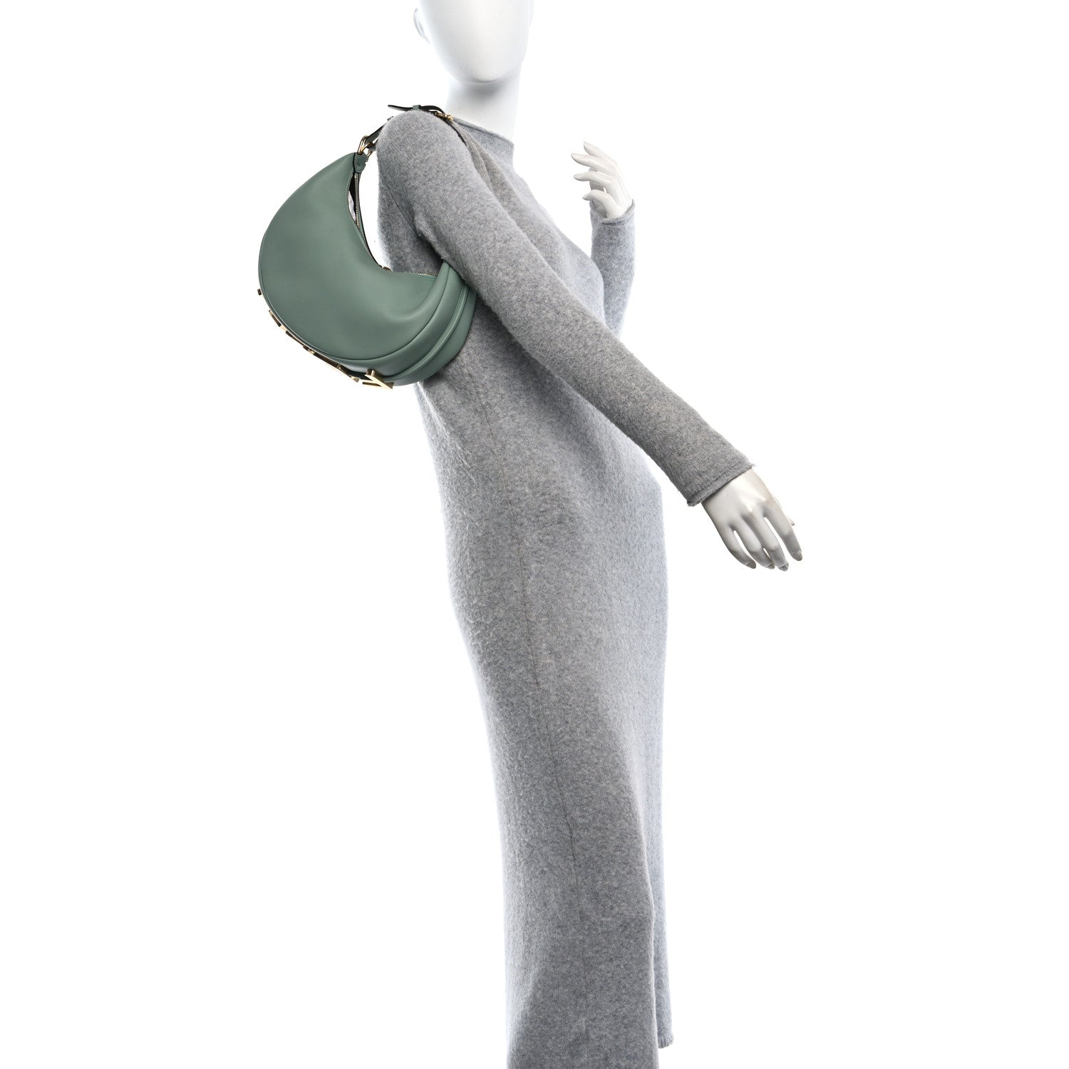 Fendi Vitello Grace Matte Small Fendigraphy Hobo Bag Menta 2 of 10