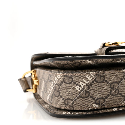 Gucci X BALENCIAGA GG Supreme Monogram Logo Print Horsebit 1955 Shoulder Bag Beige Ebony 9 of 10