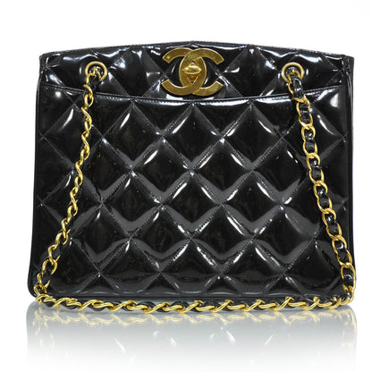 Chanel Patent Quilted Shoulder Bag Black 1 of 8