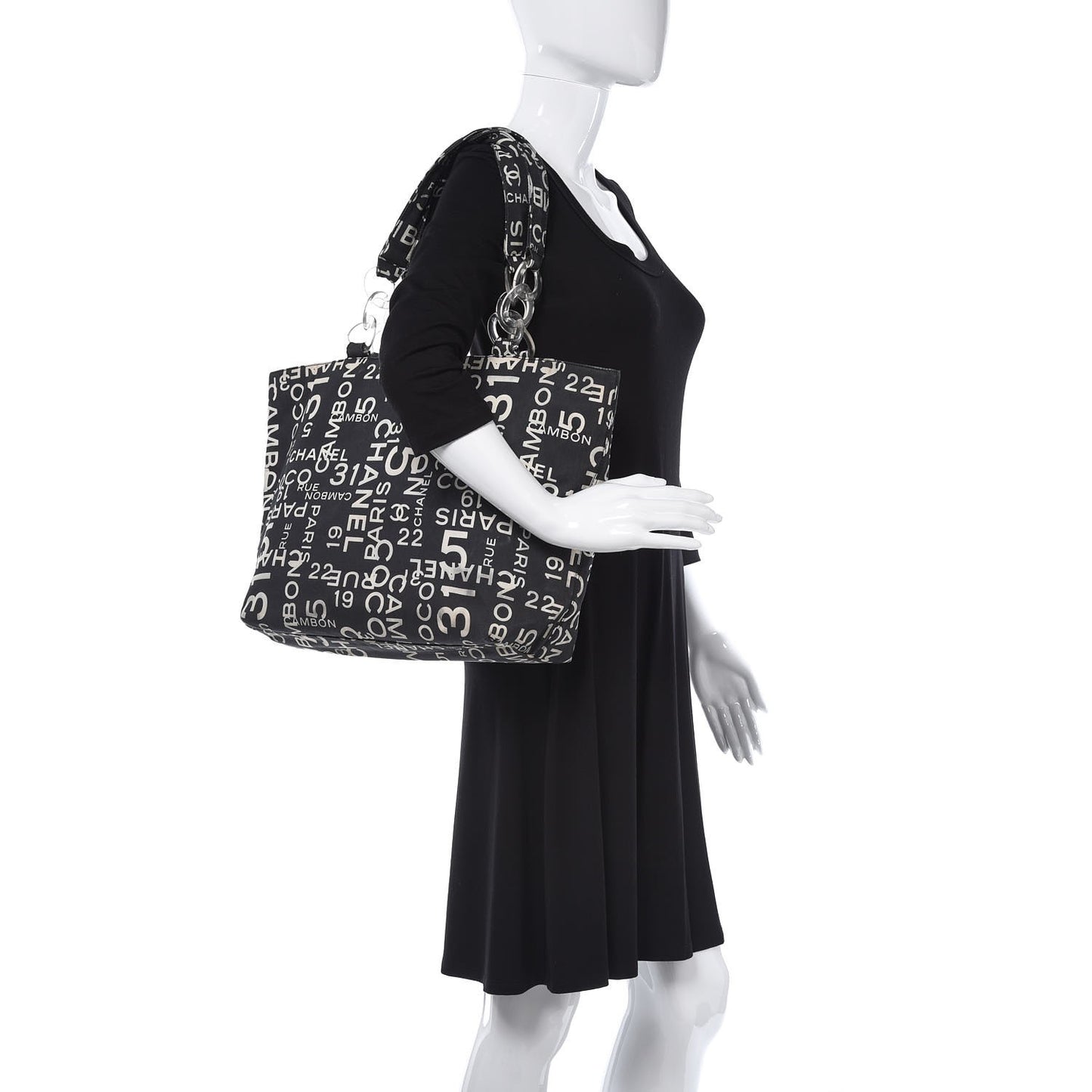 Canvas 31 Rue Cambon Beach Tote Black