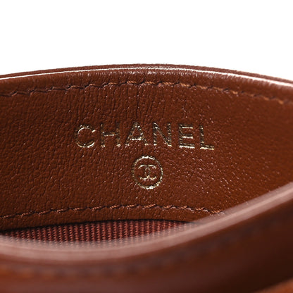 Chanel Lambskin Quilted Studded CC Card Holder Light Brown 6 of 9