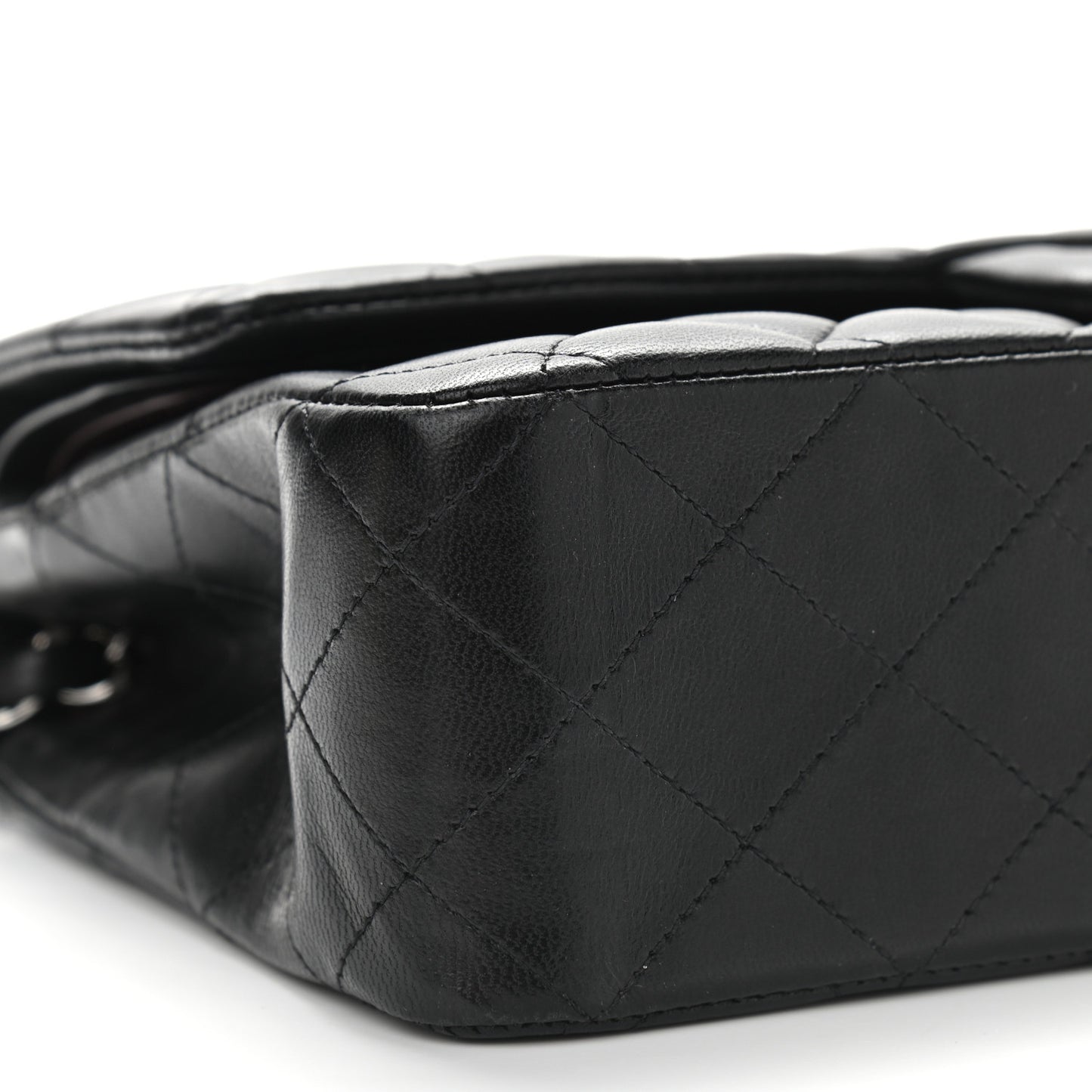 Lambskin Quilted Medium Double Flap Black