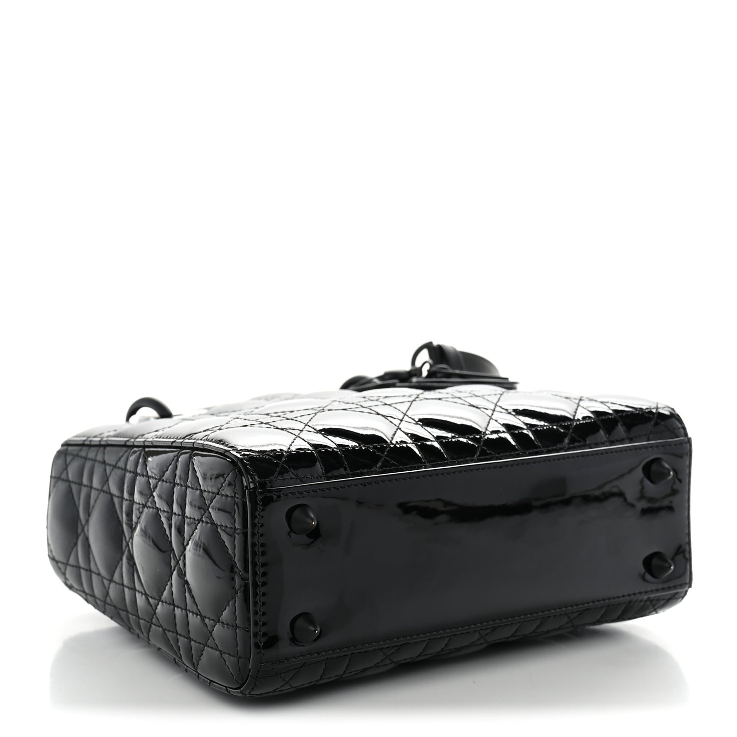 Matte Patent Cannage Small Lady Dior Black