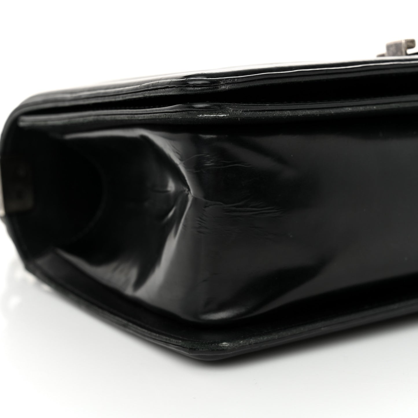 Glazed Calfskin Medium Boy Flap Black
