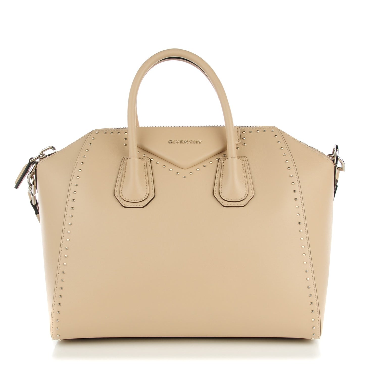 Calfskin Medium Studded Antigona Beige Buff