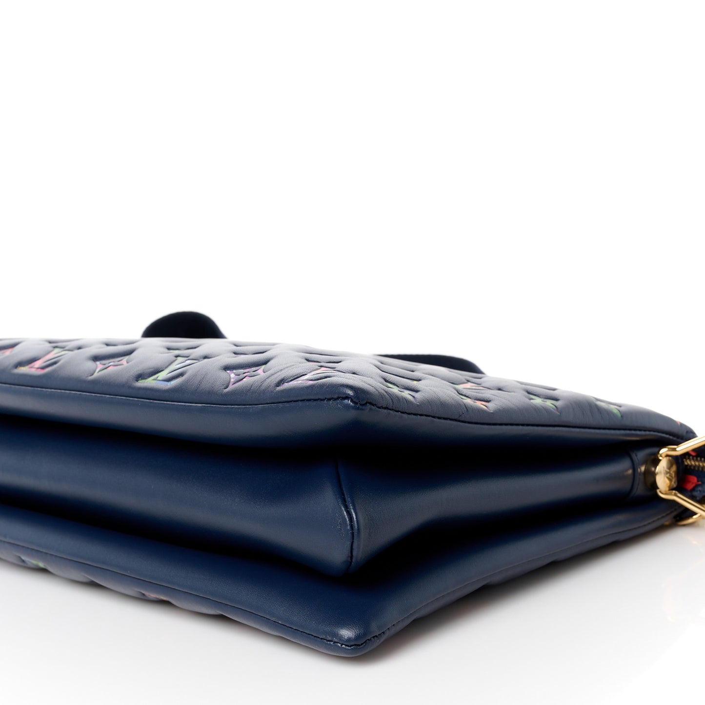 Lambskin Embossed Monogram LV Garden Coussin MM Navy Blue