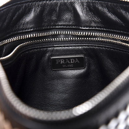 Prada Goatskin Woven Pouch Black Argento 14 of 20