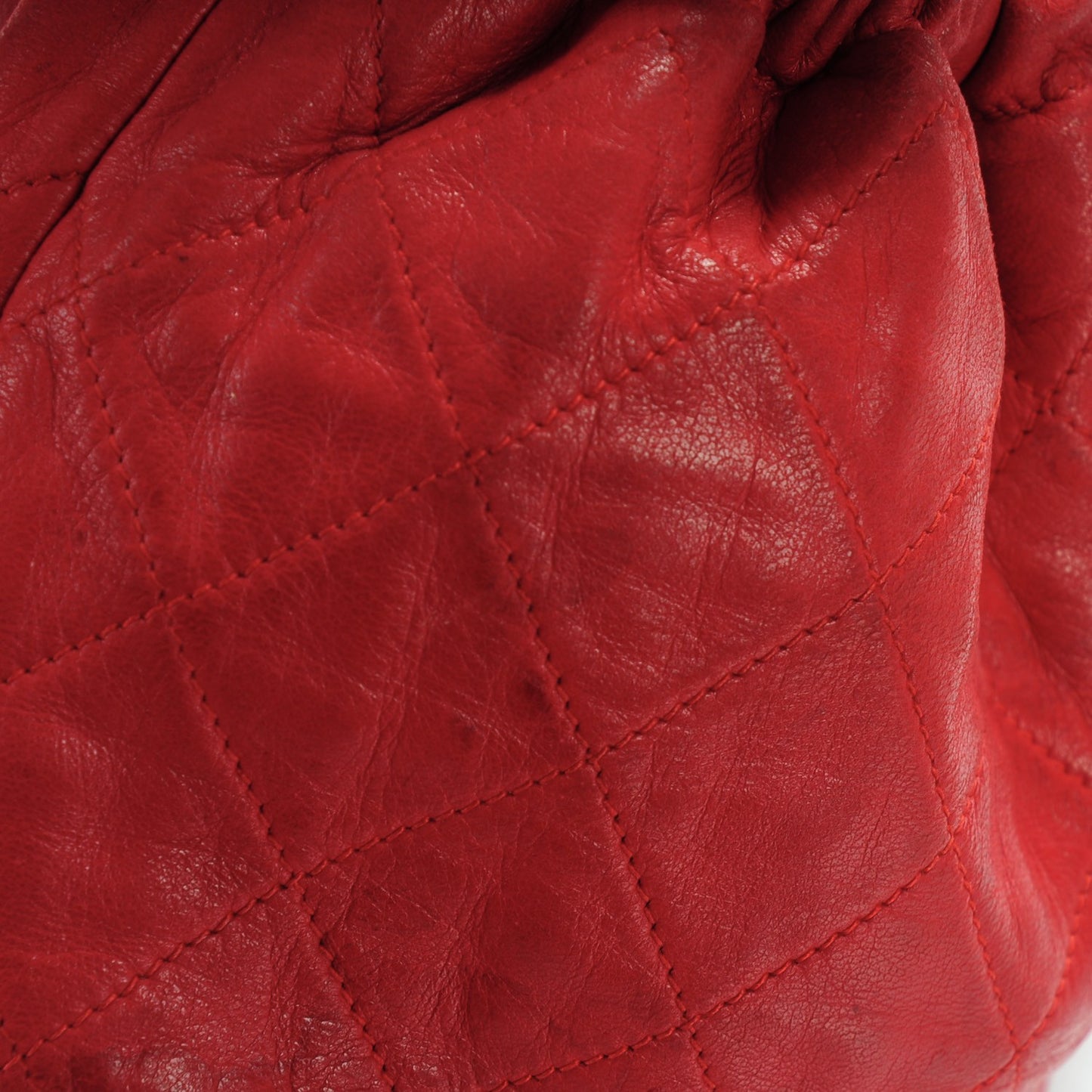 Lambskin Drawstring Pouch Bag Red