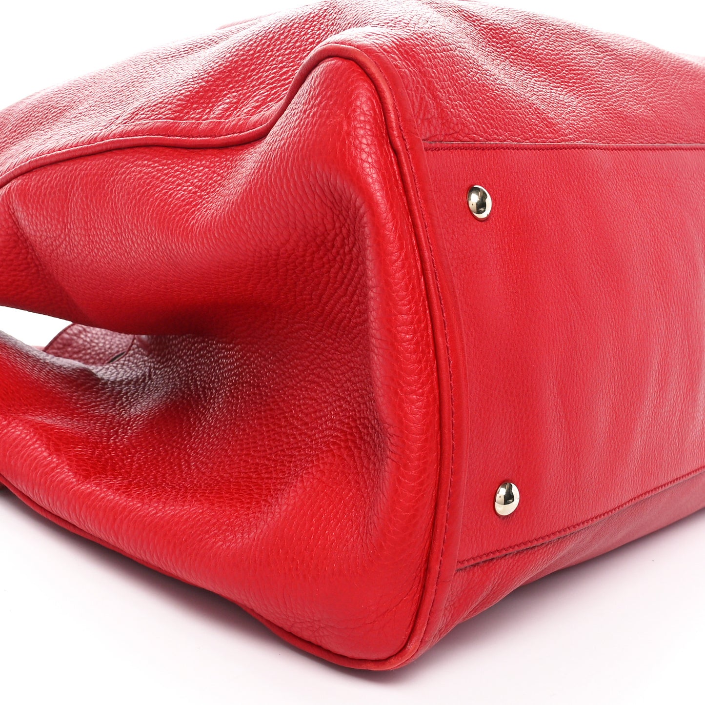 Pebbled Calfskin Large Soho Shoulder Bag Red