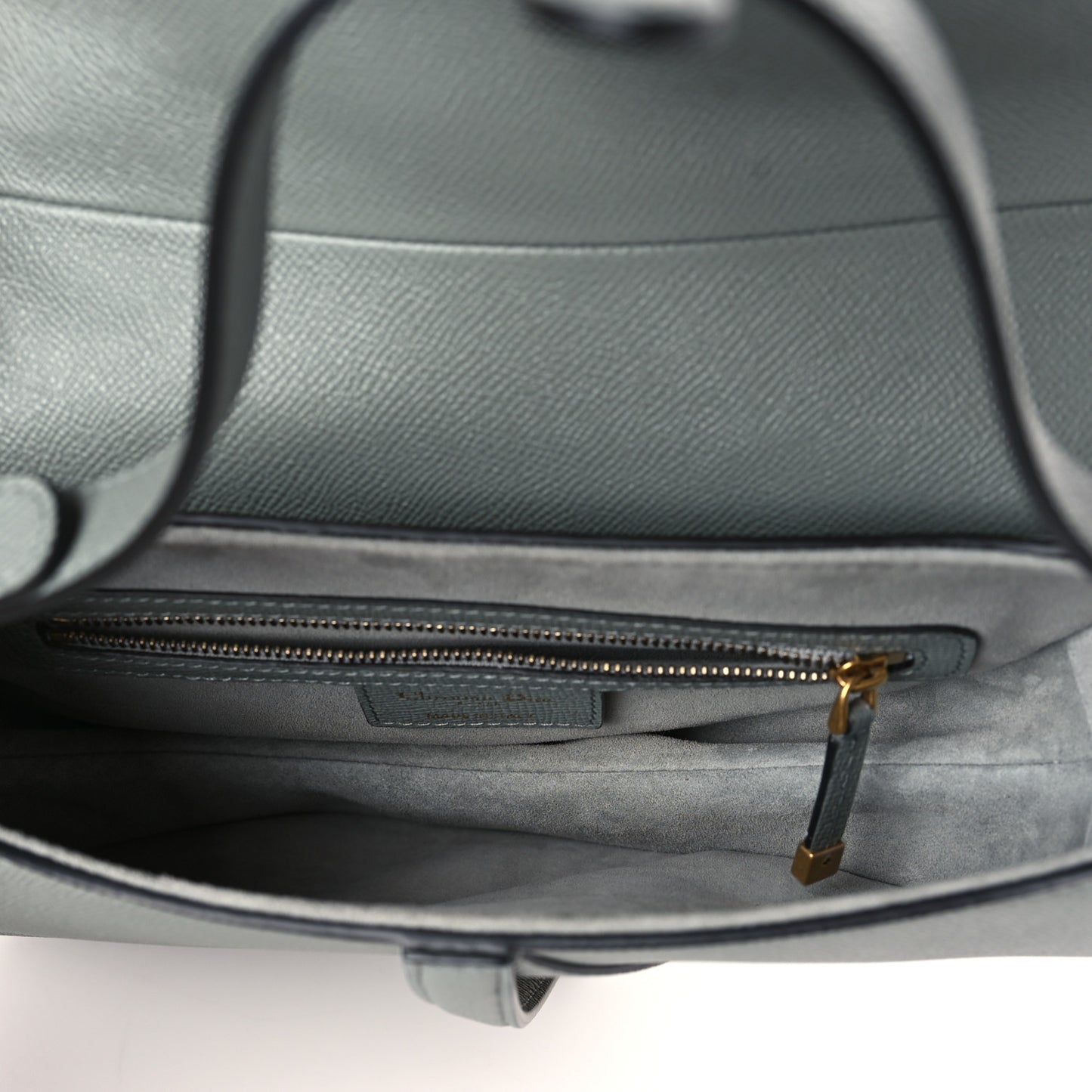 Grained Calfskin Saddle Bag Grey Stone