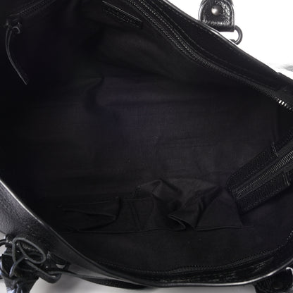 Balenciaga Shiny Grained Goatskin Black Metallic Edge City Black 4 of 9