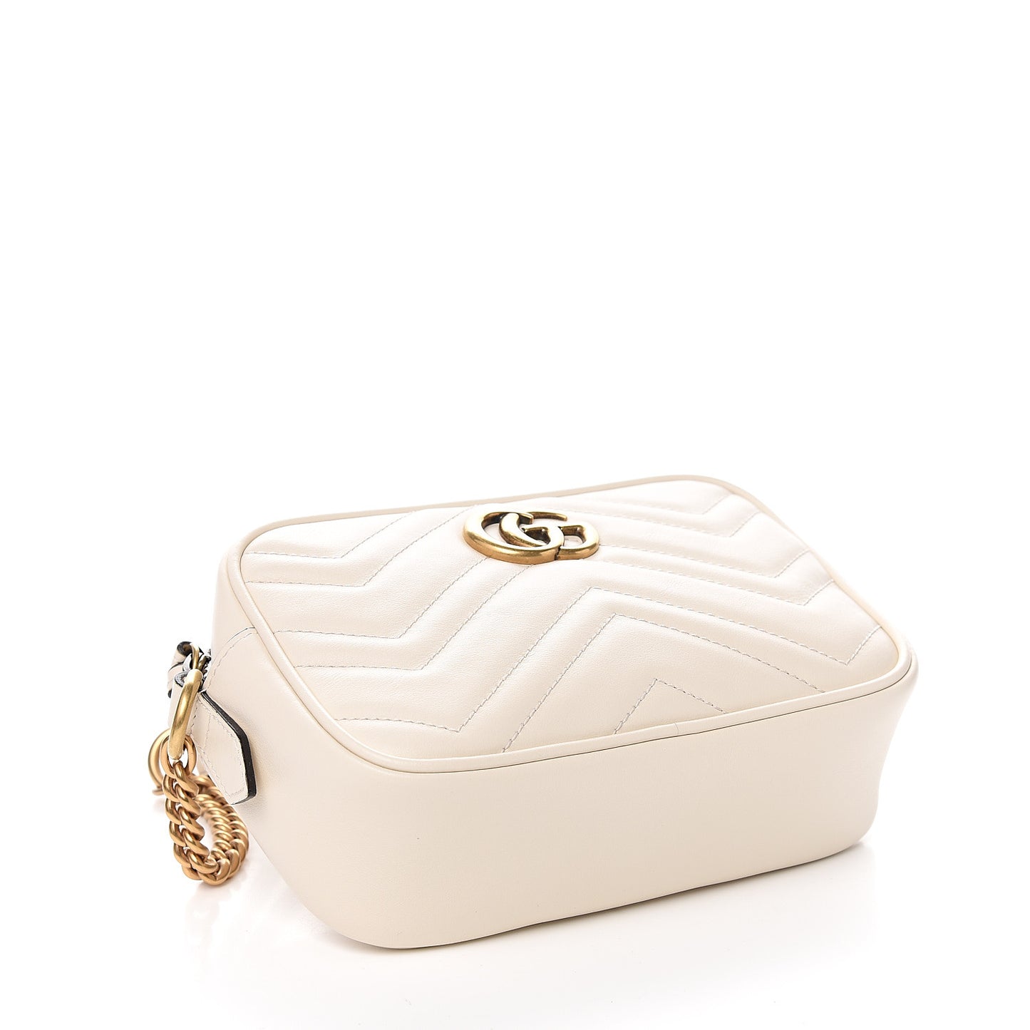 Calfskin Matelasse Mini GG Marmont Chain Shoulder Bag White