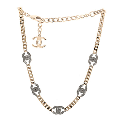 Chanel Crystal Chain Link CC Choker Gold Silver 3 of 6