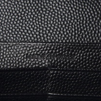 Saint Laurent Grain De Poudre Matelasse Chevron Monogram Chain Wallet Black 6 of 9