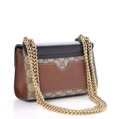 Gucci GG Supreme Monogram Calfskin Small Padlock Shoulder Bag Beige Black Cuir 3 of 11