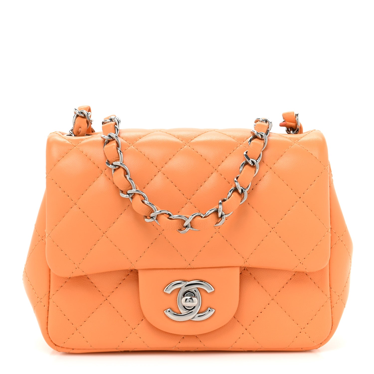 Chanel Lambskin Quilted Mini Square Flap Light Orange 1 of 12