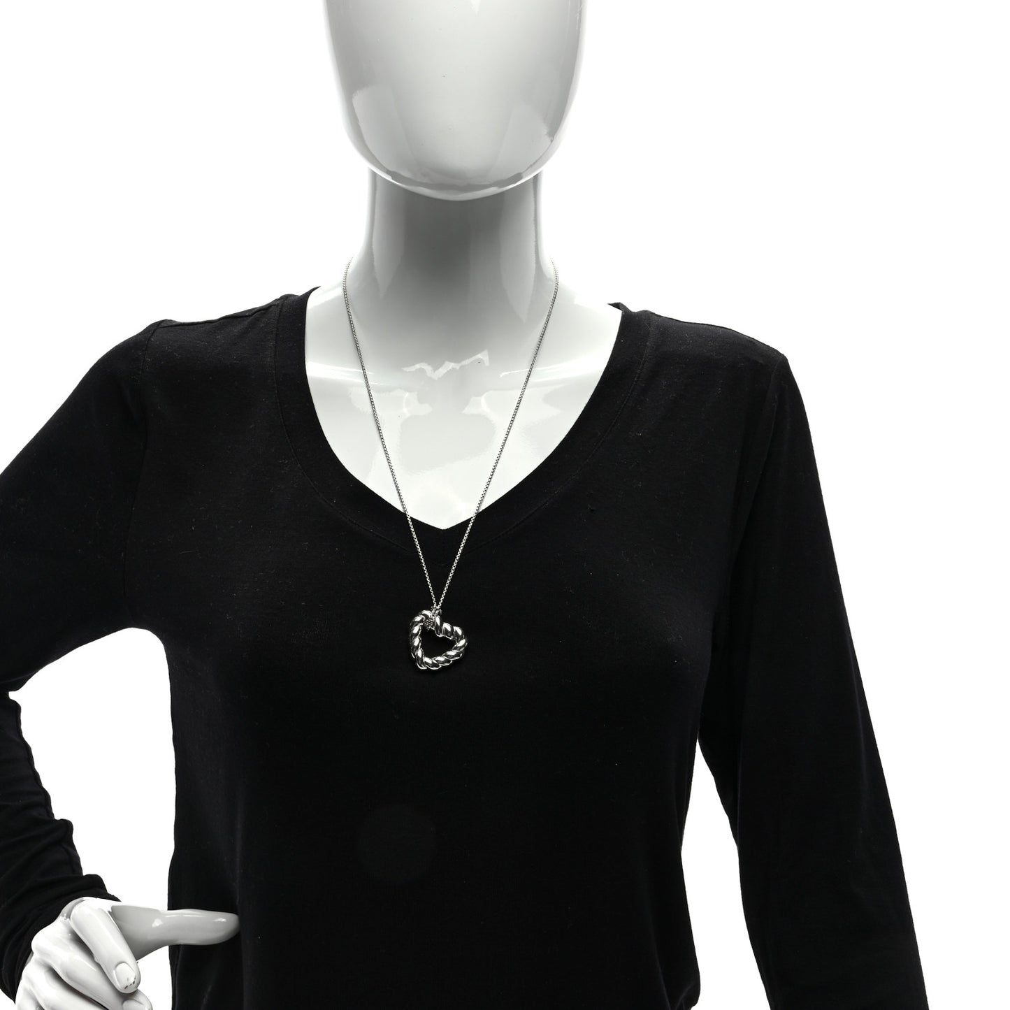 Sterling Silver Cable Heart Pendant Necklace