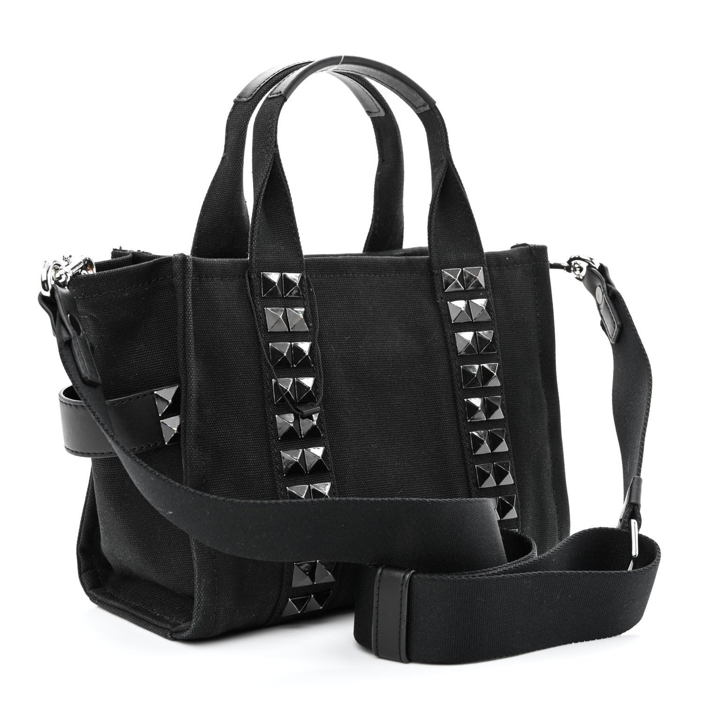 Cotton Canvas Mini The Stud Tote Bag Black