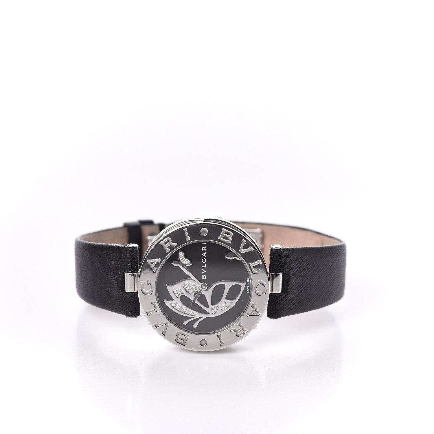 Bulgari Stainless Steel Calfskin Diamond 35mm B.Zero1 Butterfly Quartz Watch Black 3 of 8