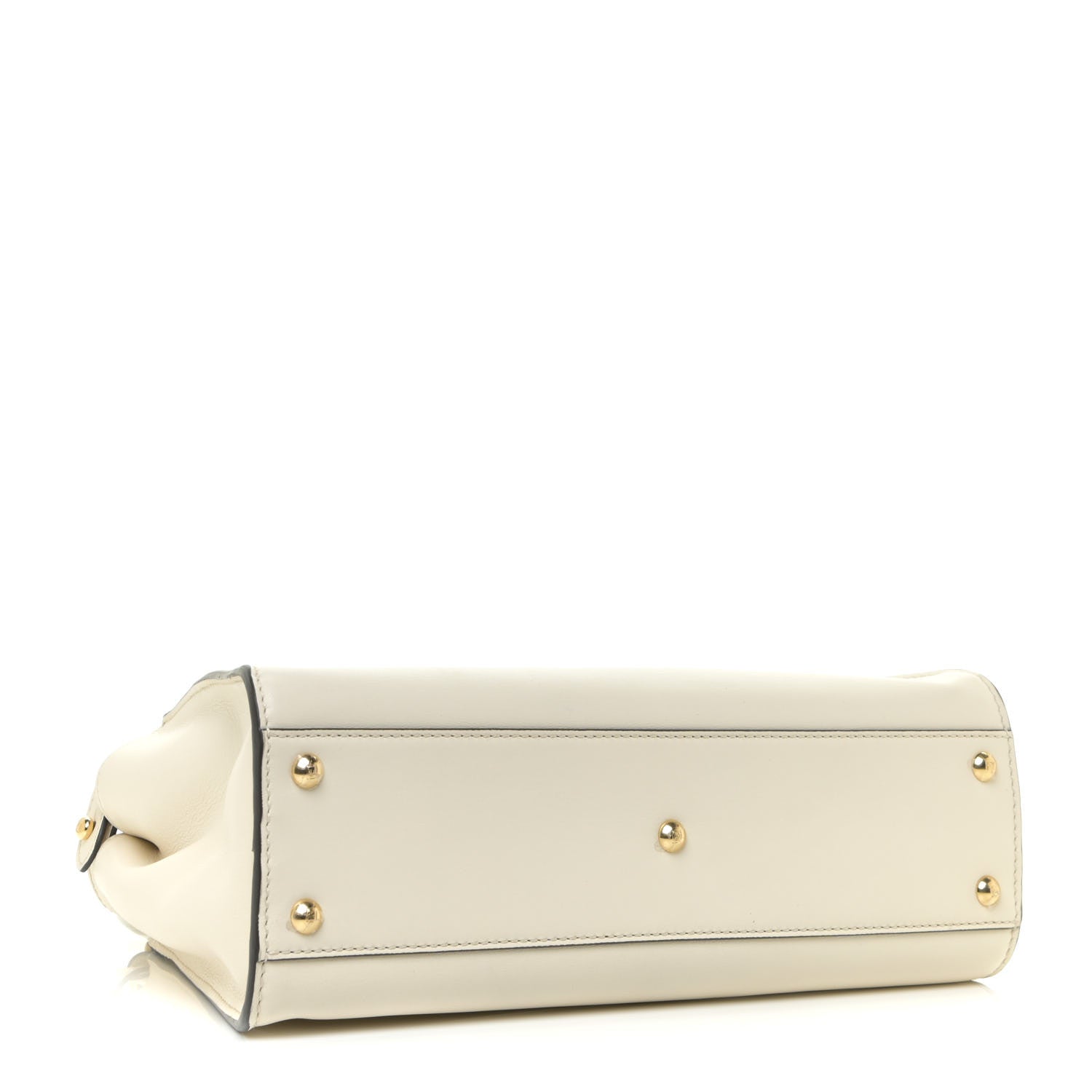 Fendi Vitello Seta Canvas FF Embroidered Medium Peekaboo Iconic Satchel White 4 of 9