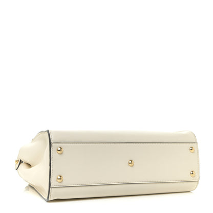 Fendi Vitello Seta Canvas FF Embroidered Medium Peekaboo Iconic Satchel White 4 of 9