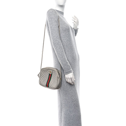 Gucci Laminated Nappa Web Trapuntata Small GG Shoulder Bag Argento 1 of 9