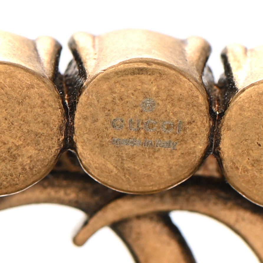 Metal Crystal Double G Brooch Aged Gold Red