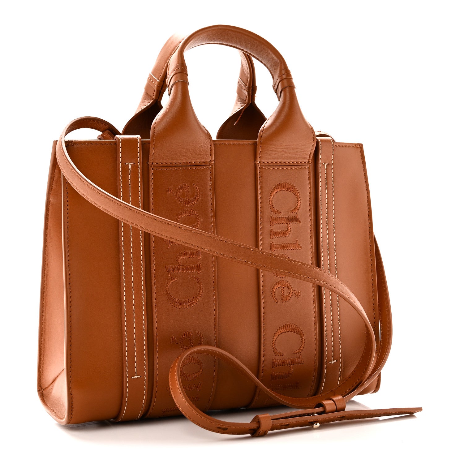 Chloe Calfskin Small Woody Tote Caramel 3 of 10