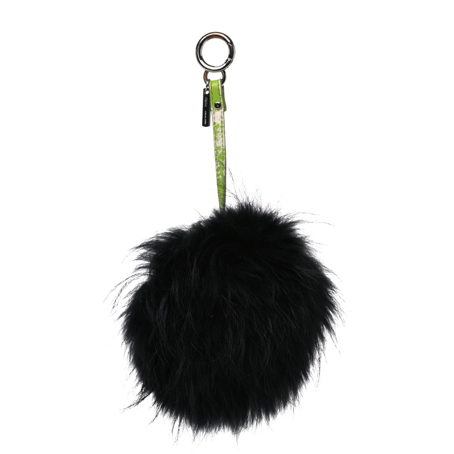 Fendi Vitello Elite Fox Fur Monster Bag Bug Charm Green Black 3 of 11