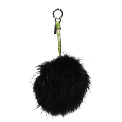 Fendi Vitello Elite Fox Fur Monster Bag Bug Charm Green Black 3 of 11