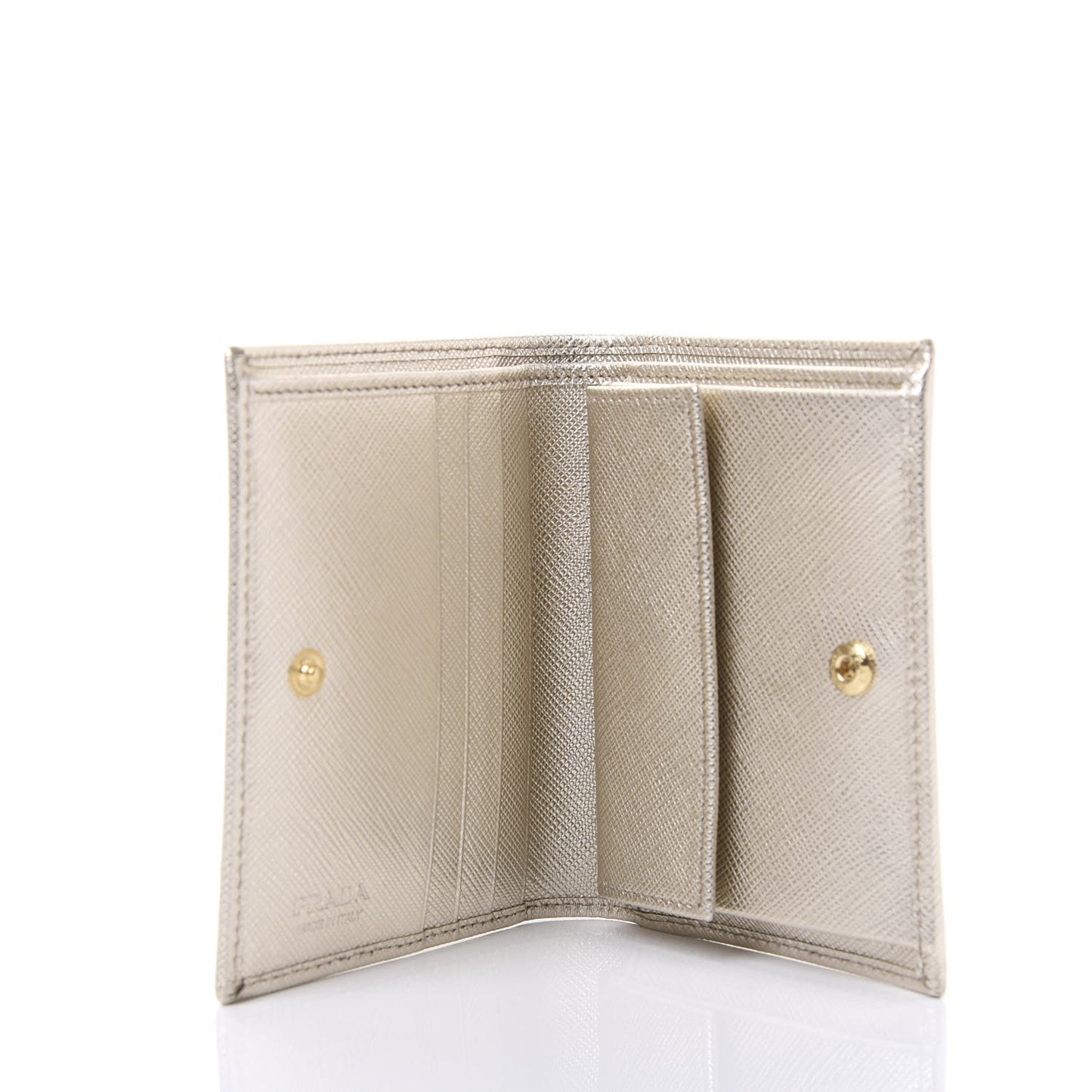 Metallic Saffiano Flap Compact Wallet Pirite