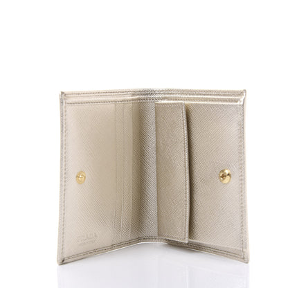 Prada Metallic Saffiano Flap Compact Wallet Pirite 5 of 10