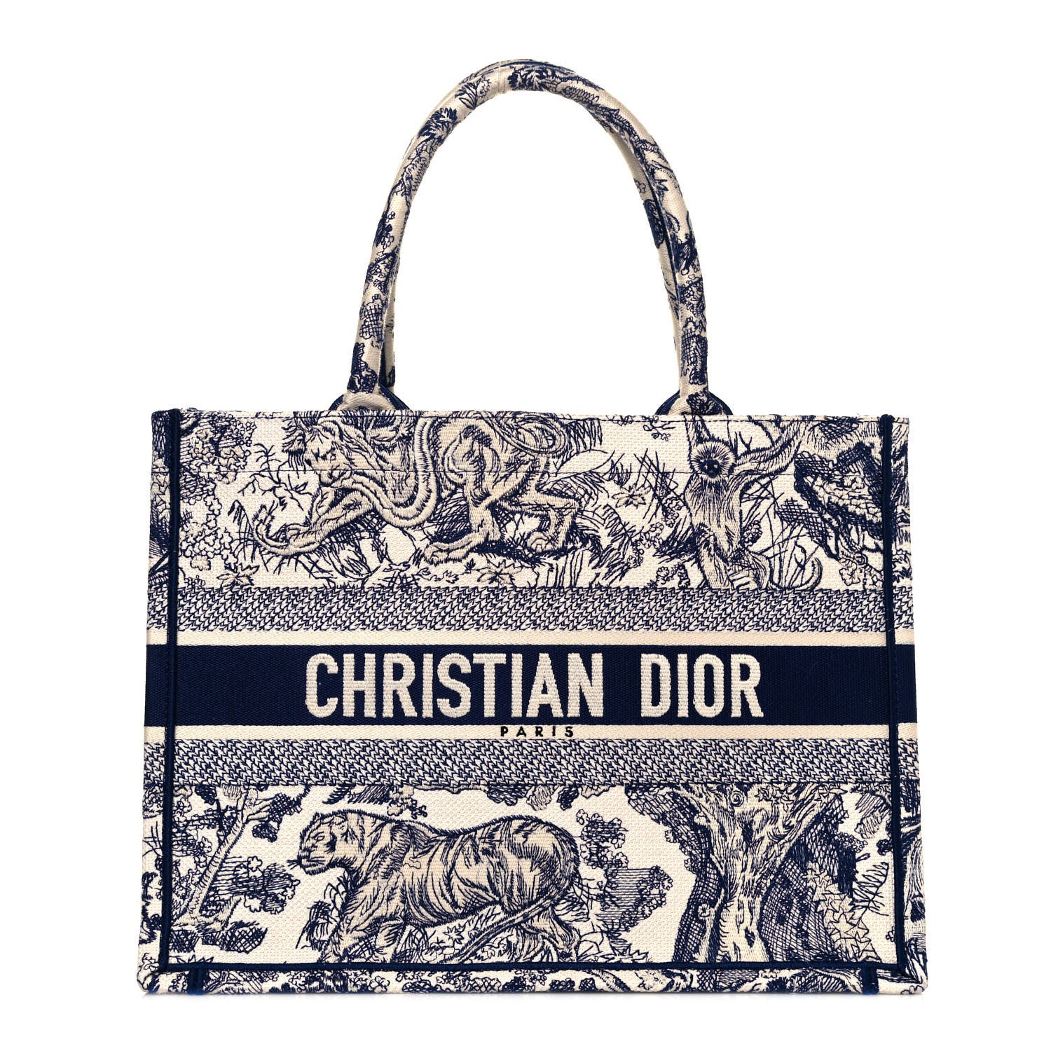 Christian Dior Canvas Embroidered Medium Dioriviera Toile De Jouy Book Tote Blue 1 of 12