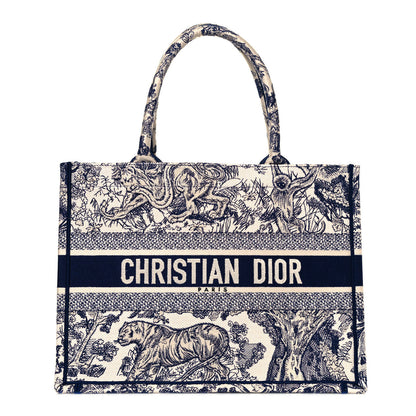 Christian Dior Canvas Embroidered Medium Dioriviera Toile De Jouy Book Tote Blue 1 of 12