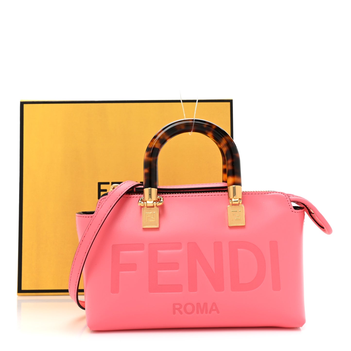 Vitello King Plexiglass Logo Embossed Mini By The Way Top Handle Boston Bag Pink Dalia