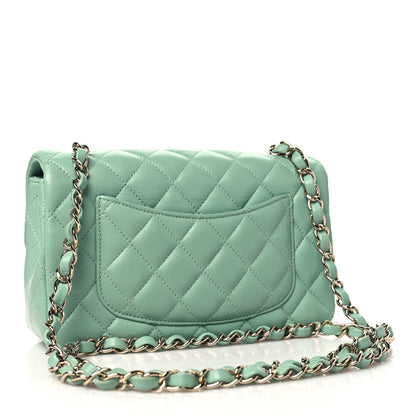 Chanel Lambskin Quilted Mini Rectangular Flap Light Green 3 of 10