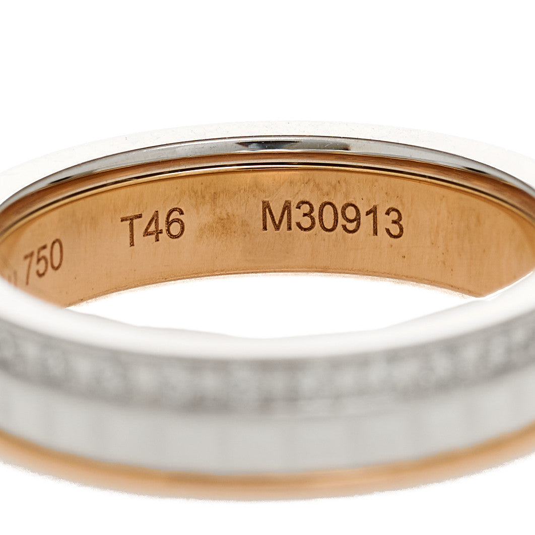 Boucheron 18K Pink White Gold Ceramic Diamond Quatre Classique Wedding Band Ring 46 3.75 4 of 6