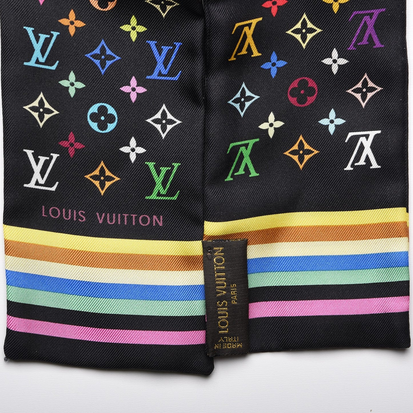 Silk Monogram Multicolor Bandeau Black
