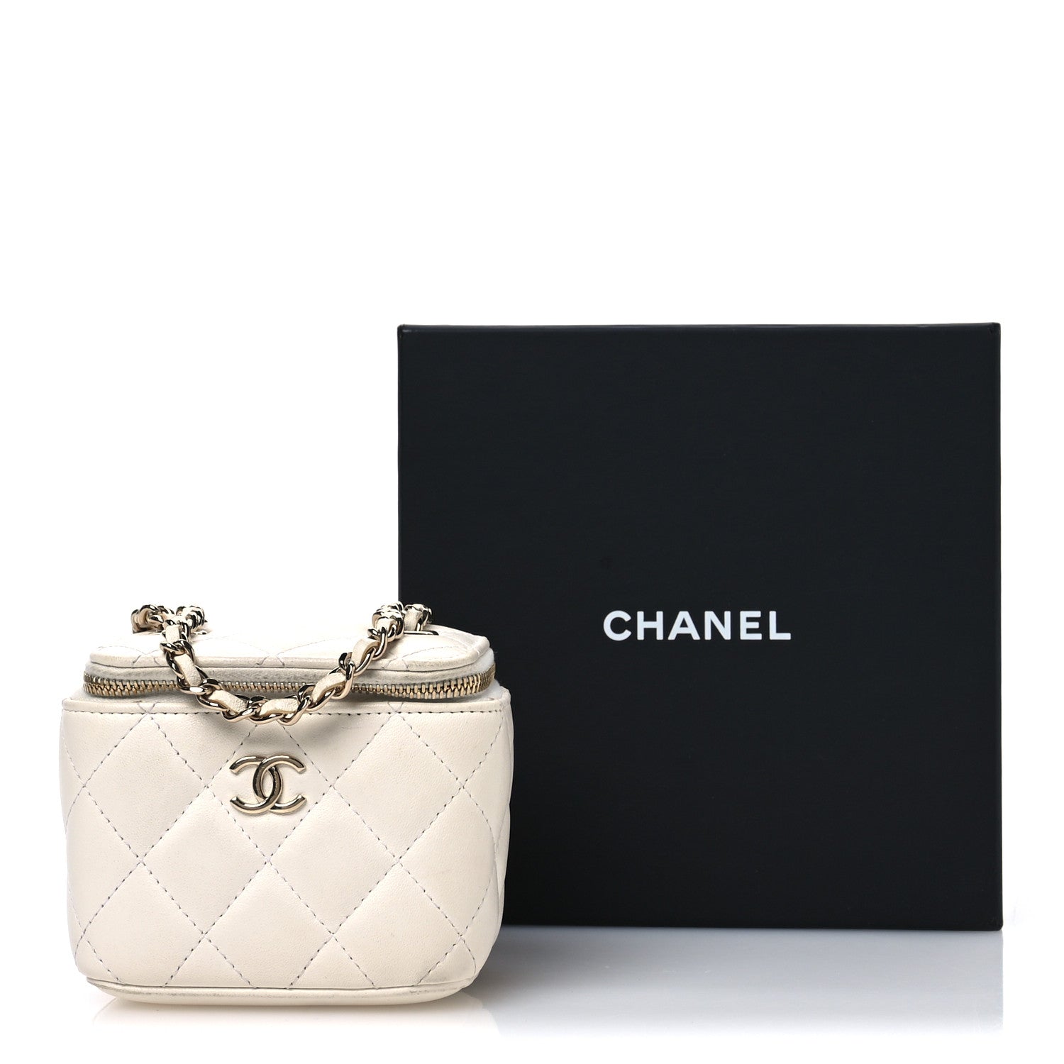Chanel Lambskin Quilted My Chanel Lady Vanity Case With Chain White 13 of 13