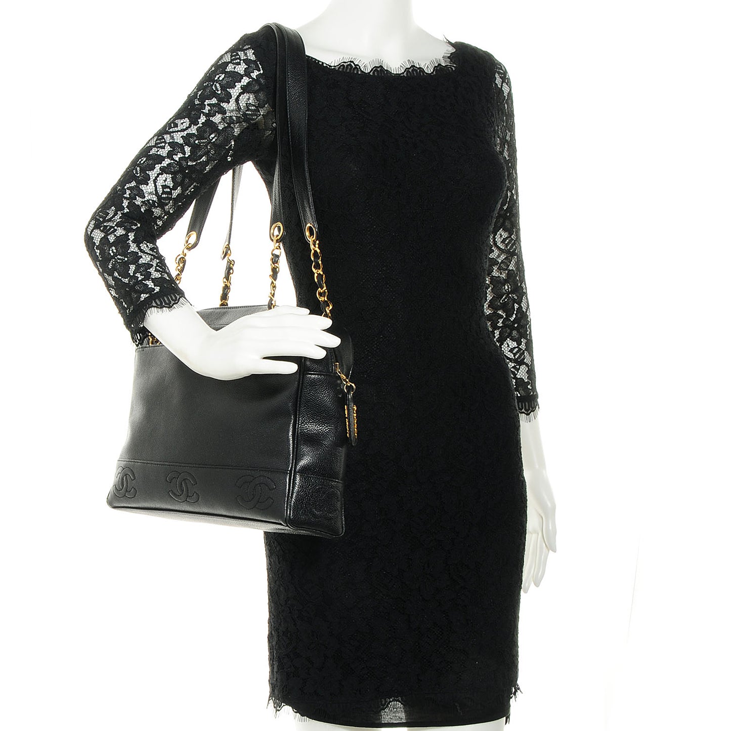 Caviar CC Shoulder Bag Black