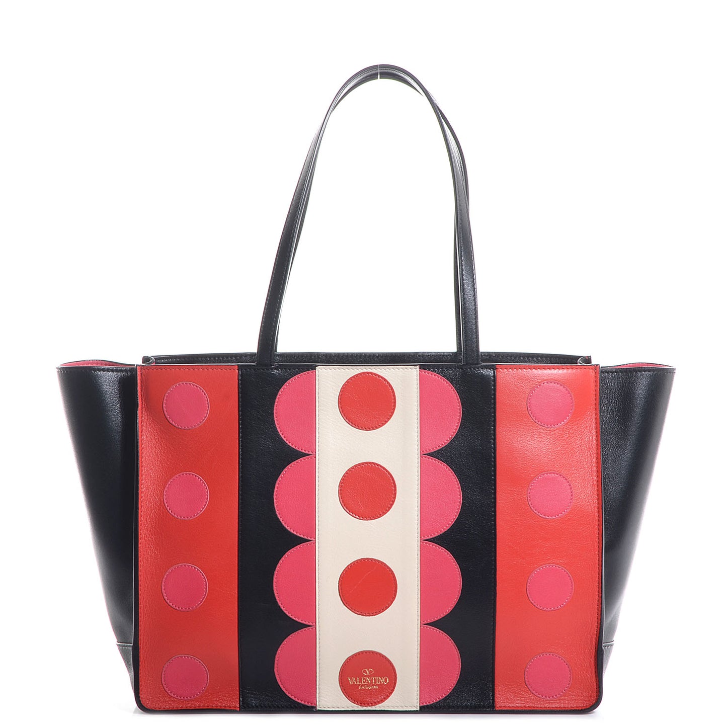 Calfskin Carmen Medium Tote Black Deep Rose