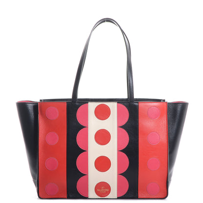 Valentino Garavani Calfskin Carmen Medium Tote Black Deep Rose 1 of 8