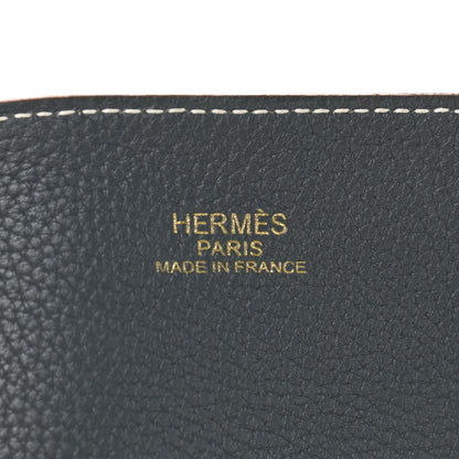Hermes Taurillon Clemence Double Sens 36 Reversible Tote Gris Perle Bleu Orage 9 of 17