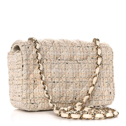 Chanel Tweed Quilted Mini Rectangular Flap Off White 2 of 11
